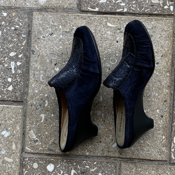 Softspots Shoes Dark Blue Leather Slide Mules Clogs Size 8N Narrow - Picture 3 of 8